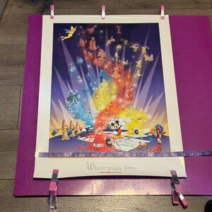 Walt‎ Disney World Where Magic Lives Embossed Parts Park FL Rolled Poster w Tube